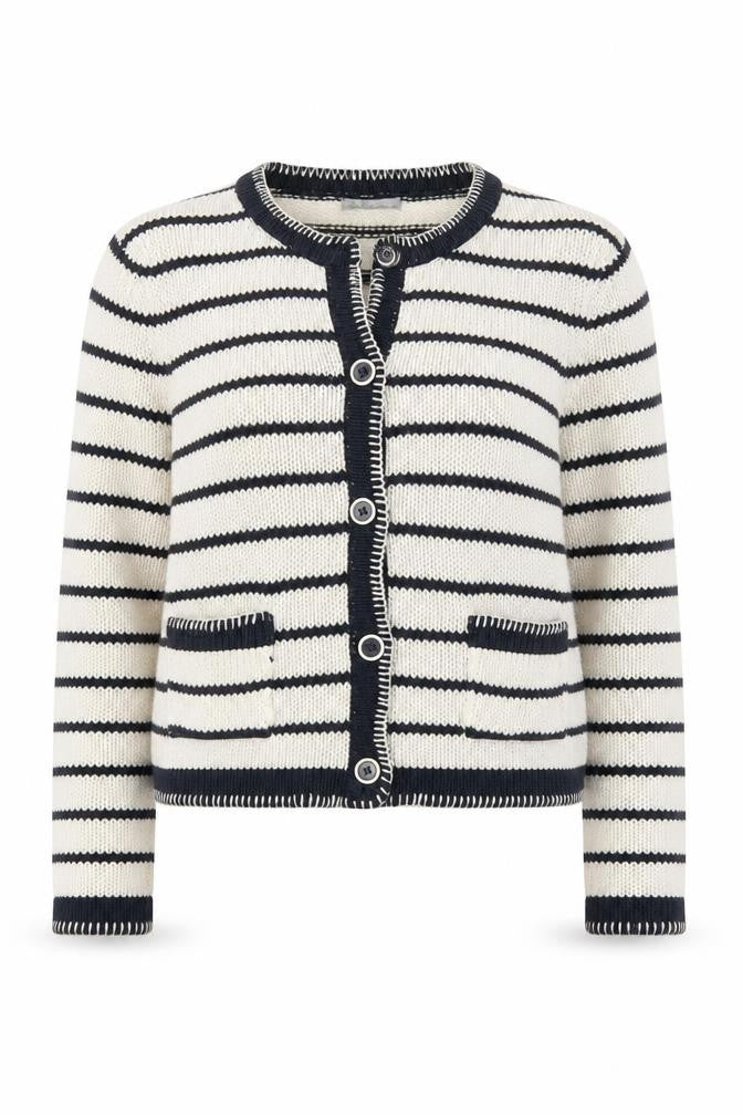 Marks and Spencer Women Multicoloured Size 12 Cotton Striped Cardigan