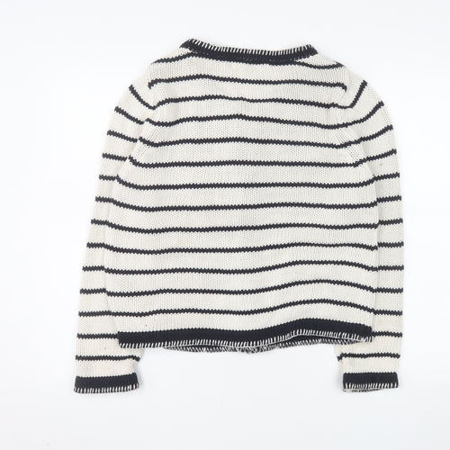 Marks and Spencer Women Multicoloured Size 12 Cotton Striped Cardigan