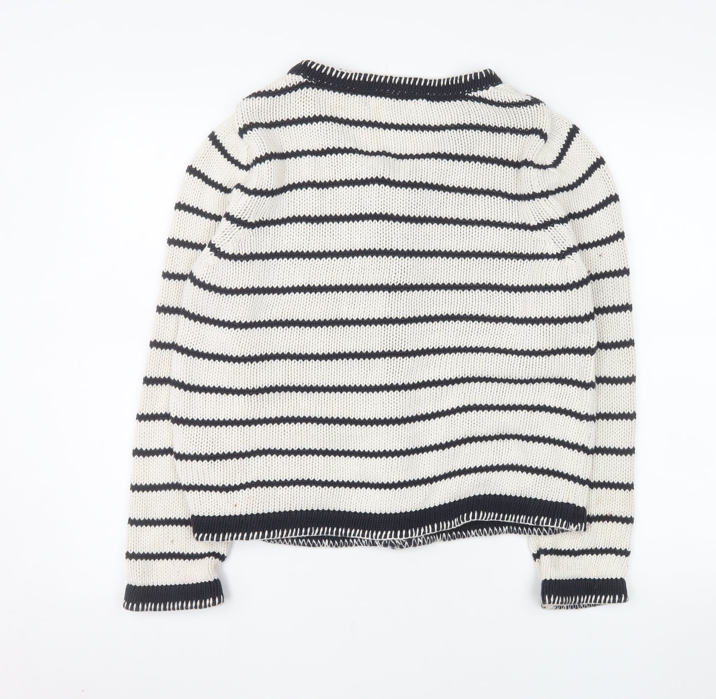 Marks and Spencer Women Multicoloured Size 12 Cotton Striped Cardigan