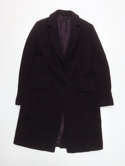 Jigsaw Womens Black Wool Long Overcoat Size 12 Classic Formal