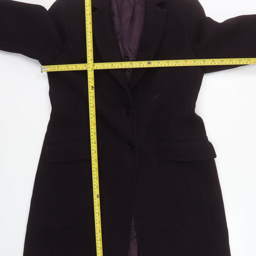 Jigsaw Womens Black Wool Long Overcoat Size 12 Classic Formal