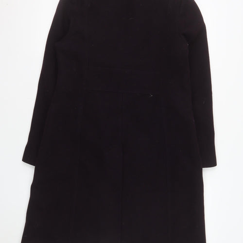Jigsaw Womens Black Wool Long Overcoat Size 12 Classic Formal