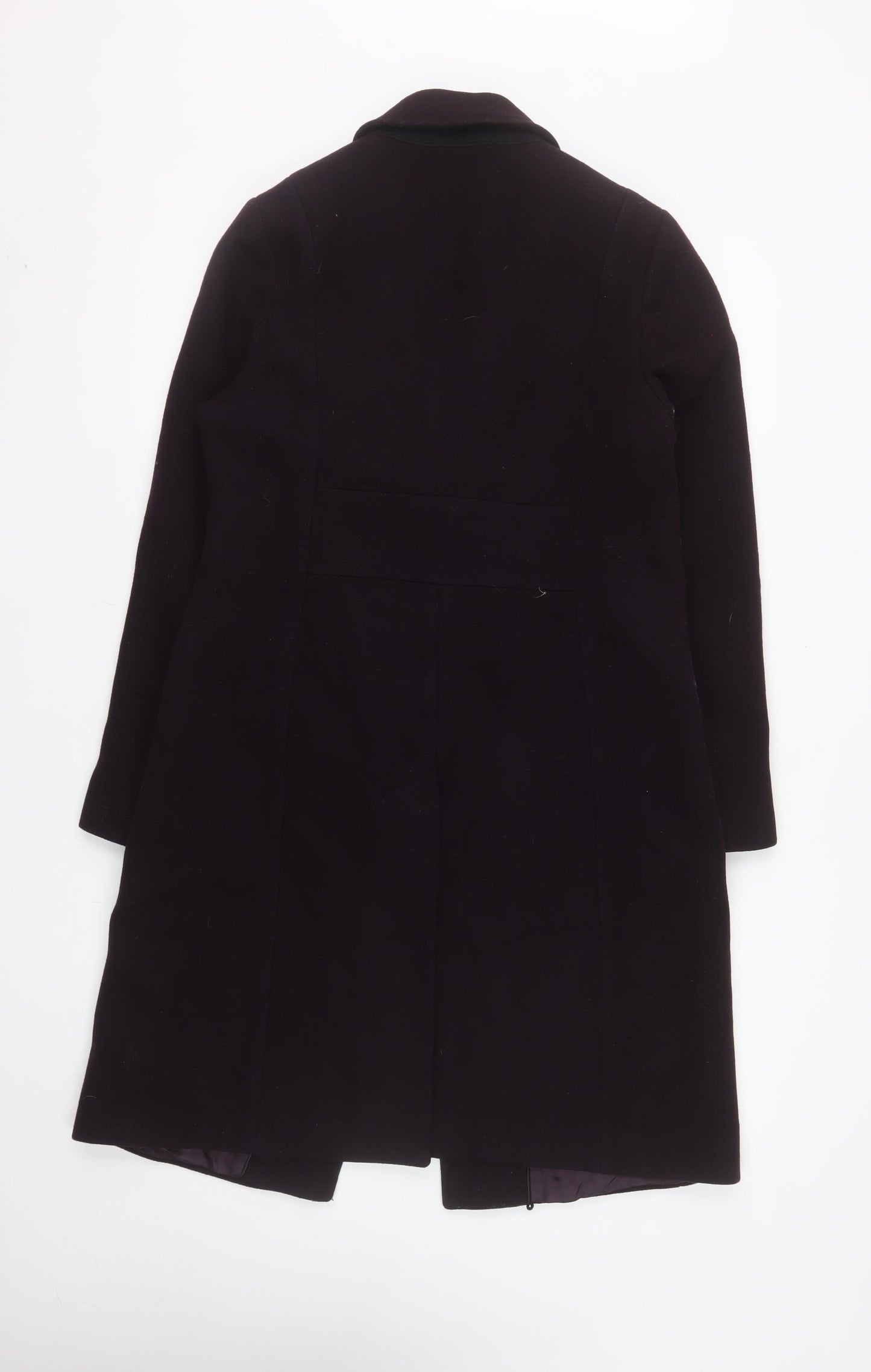 Jigsaw Womens Black Wool Long Overcoat Size 12 Classic Formal