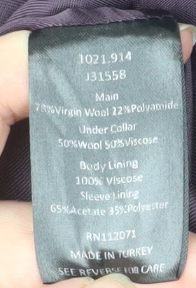Jigsaw Womens Black Wool Long Overcoat Size 12 Classic Formal