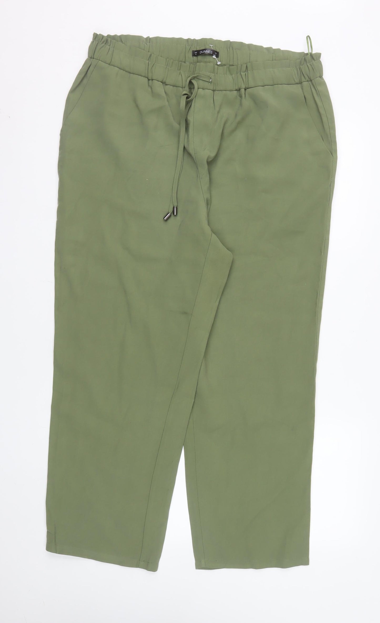 Dunnes Stores Women’s Green Viscose Drawstring Jogger Trousers Size 16