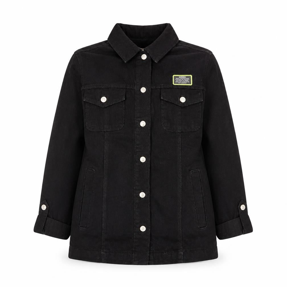 Front view of Band of Gypsies Women's Black Cotton Button Jacket, size 6
