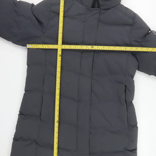 Superdry Womens Grey City Parka Coat Hooded Long Size 16