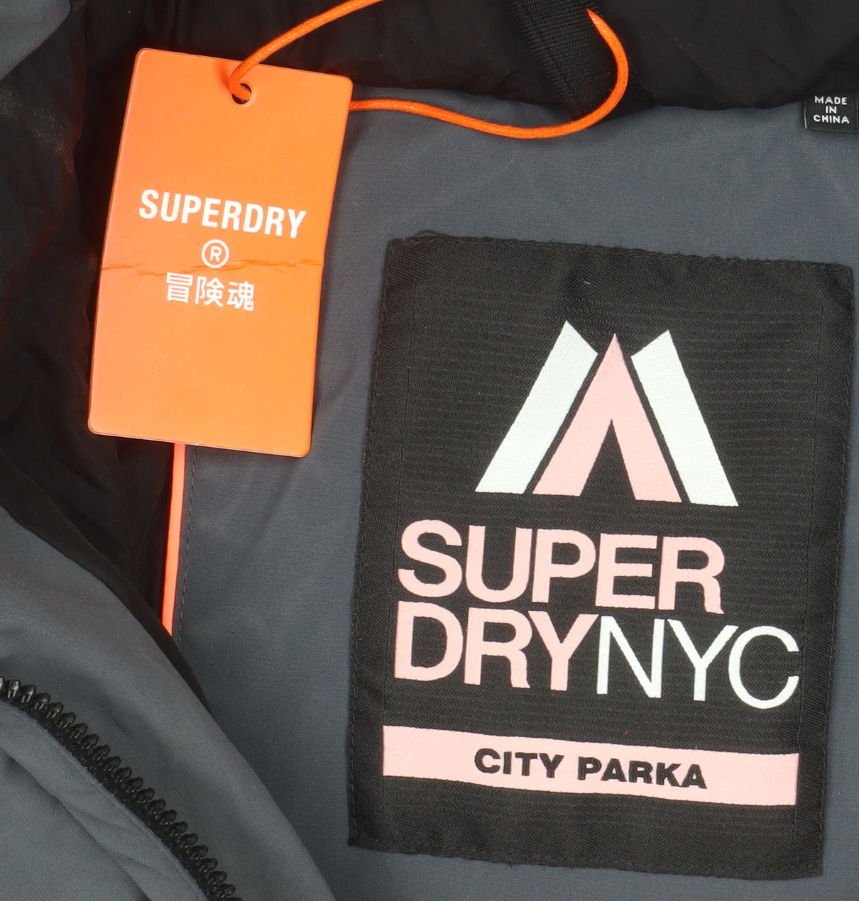 Superdry Womens Grey City Parka Coat Hooded Long Size 16