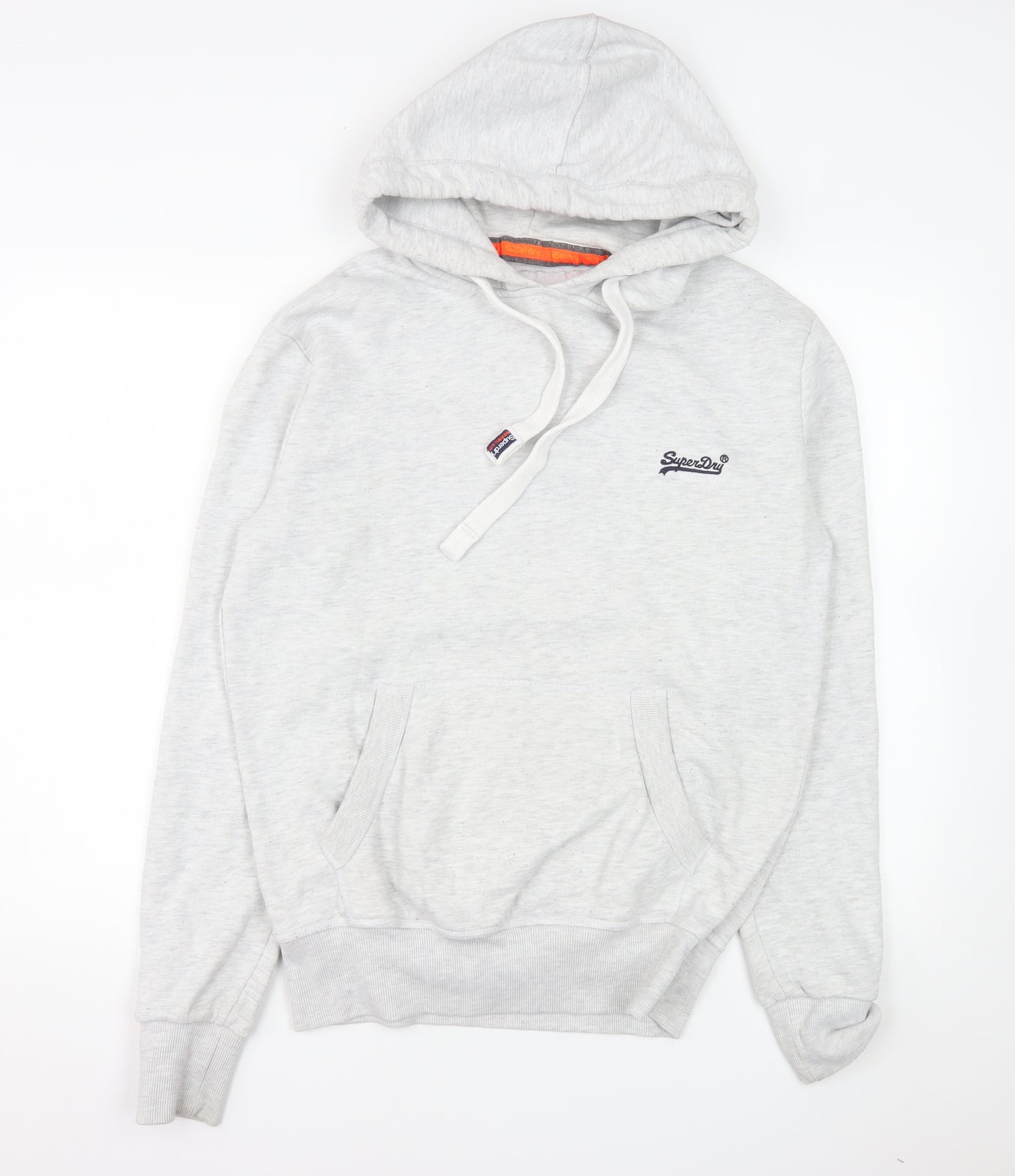 Superdry Men's Grey Pullover Hoodie Size L Logo Fleece Jumper
