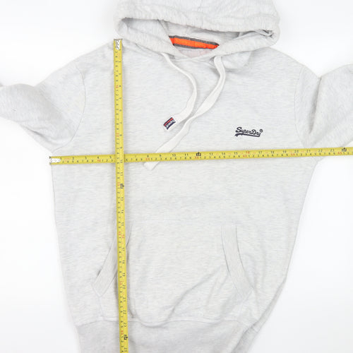 Superdry Men's Grey Pullover Hoodie Size L Logo Fleece Jumper