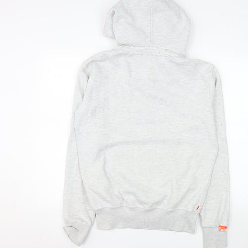 Superdry Men's Grey Pullover Hoodie Size L Logo Fleece Jumper