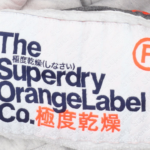 Superdry Men's Grey Pullover Hoodie Size L Logo Fleece Jumper