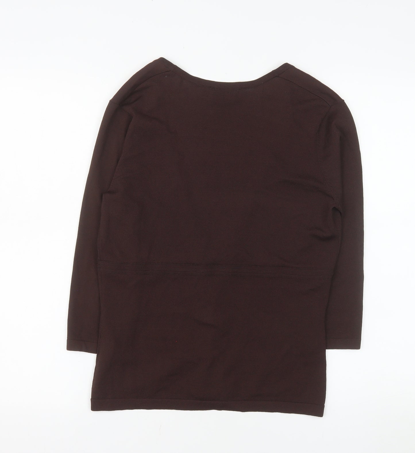 Mexx Women's Brown Wrap Blouse M 3/4 Sleeve V-Neck Top