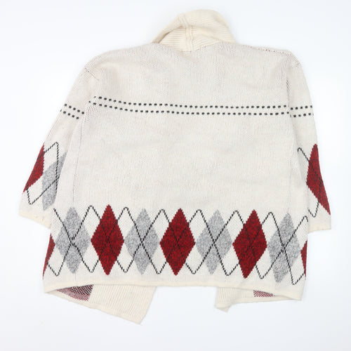 Mango Women’s Beige Argyle Wool Blend Knit Cardigan Size 8