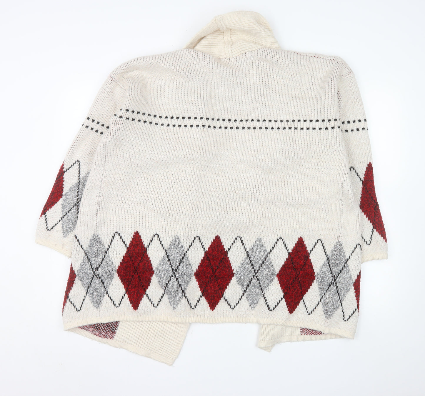 Mango Women’s Beige Argyle Wool Blend Knit Cardigan Size 8