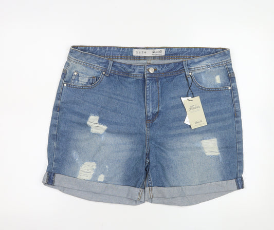 Denim Co Women Blue Distressed Denim Shorts Size 16 Casual Style