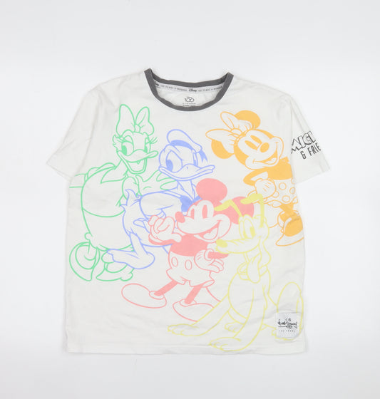 Primark Girls White Disney Mickey & Friends Graphic Cotton T-Shirt 14-15Y