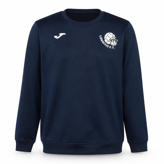 Front view of Joma boys’ navy long sleeve crew neck athletic t-shirt 2xs polyester football top