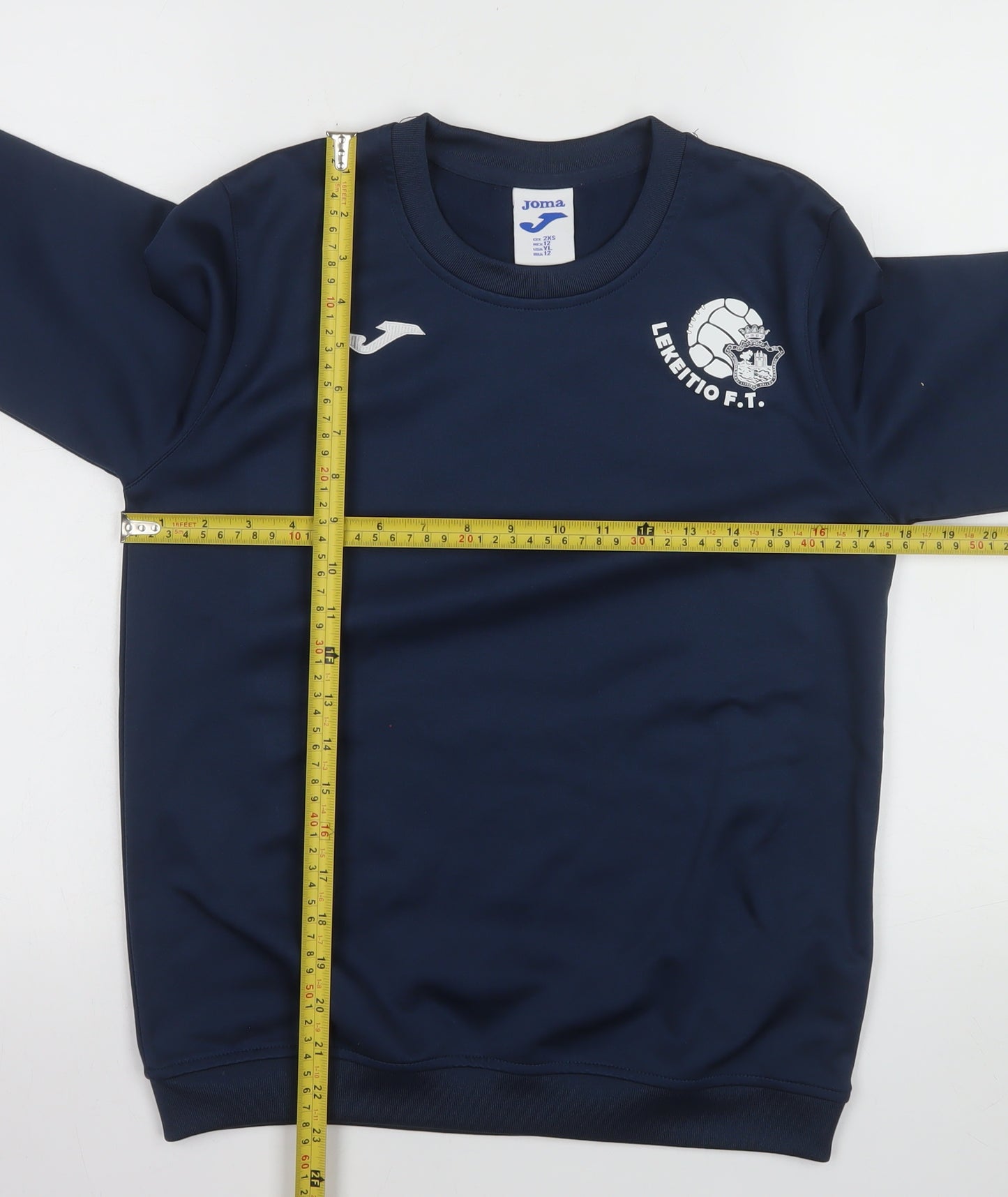 Joma Boys Navy Long Sleeve Crew Neck Athletic T-Shirt 2XS Polyester Football Top