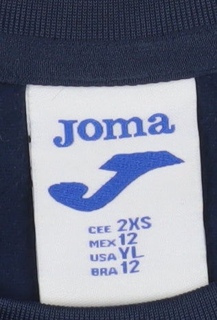 Joma Boys Navy Long Sleeve Crew Neck Athletic T-Shirt 2XS Polyester Football Top