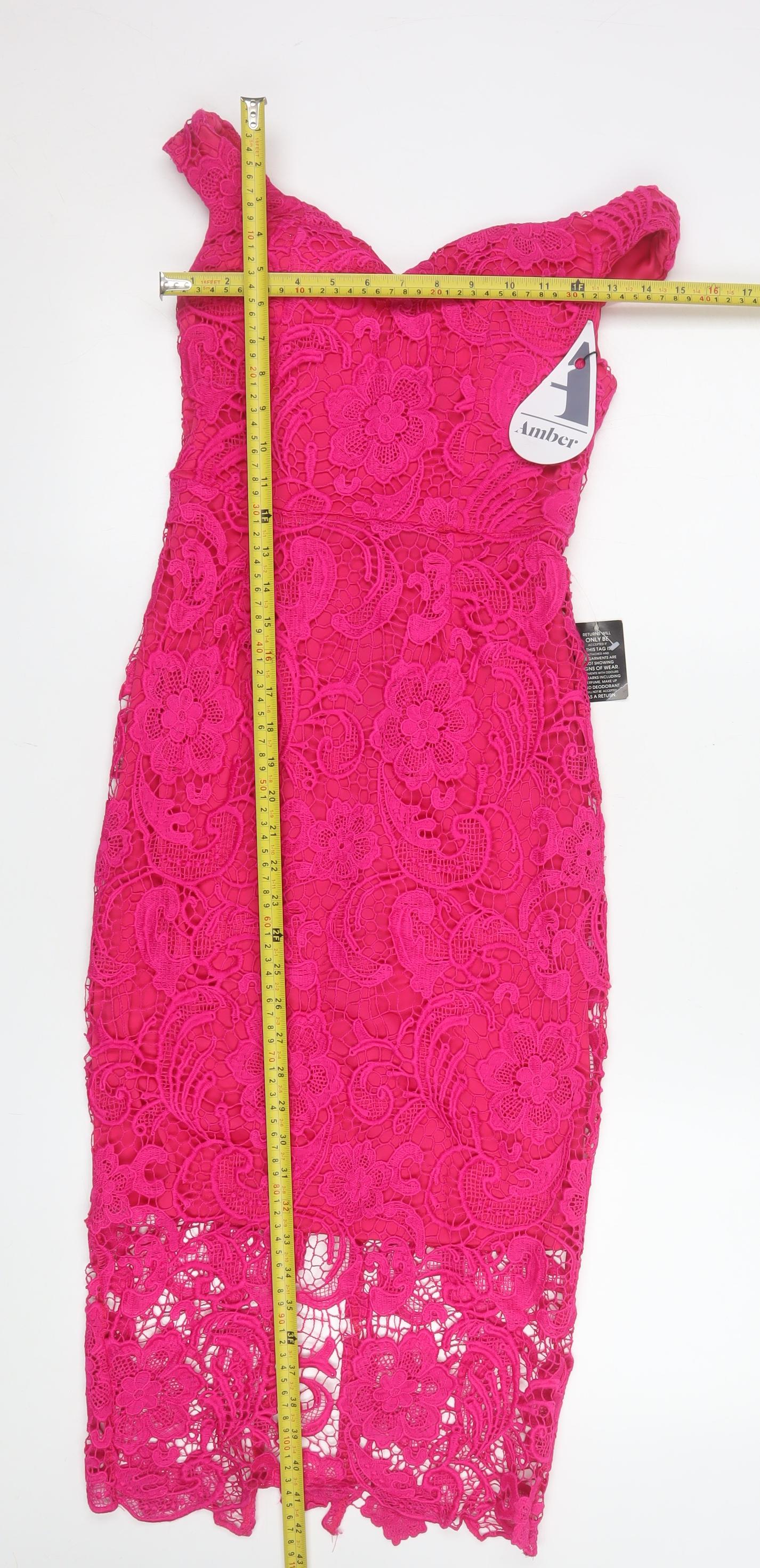 Amber Women’s Pink Lace Off Shoulder Bodycon Dress XS