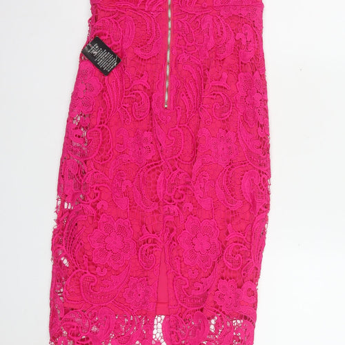 Amber Women’s Pink Lace Off Shoulder Bodycon Dress XS
