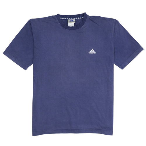 Adidas Men Blue Crew Neck Short Sleeve Cotton T-Shirt Size L