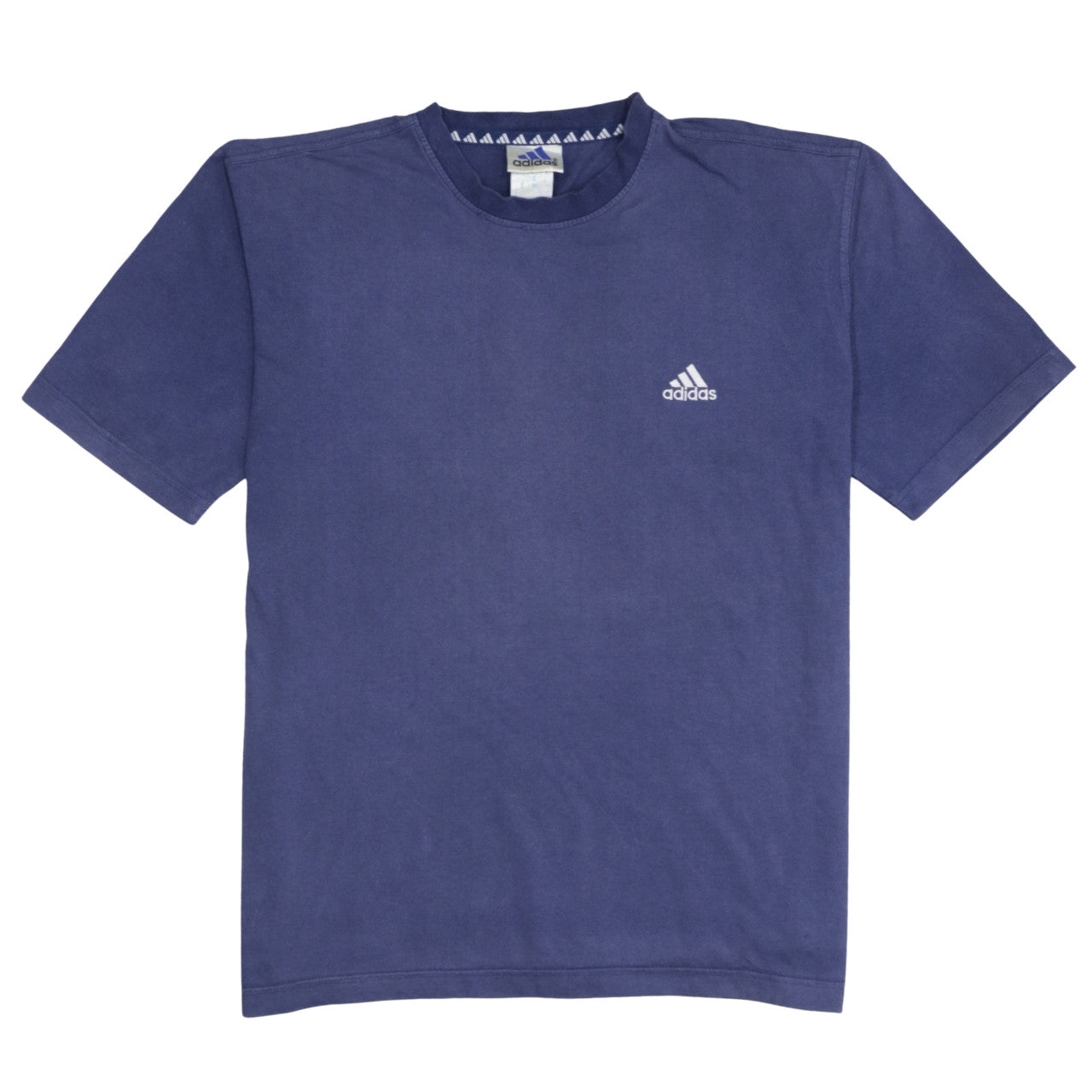 Adidas Men Blue Crew Neck Short Sleeve Cotton T-Shirt Size L
