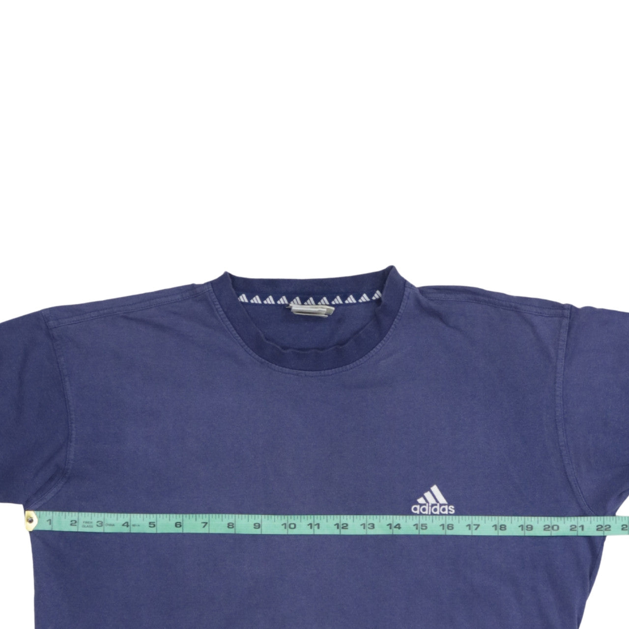 Adidas Men Blue Crew Neck Short Sleeve Cotton T-Shirt Size L