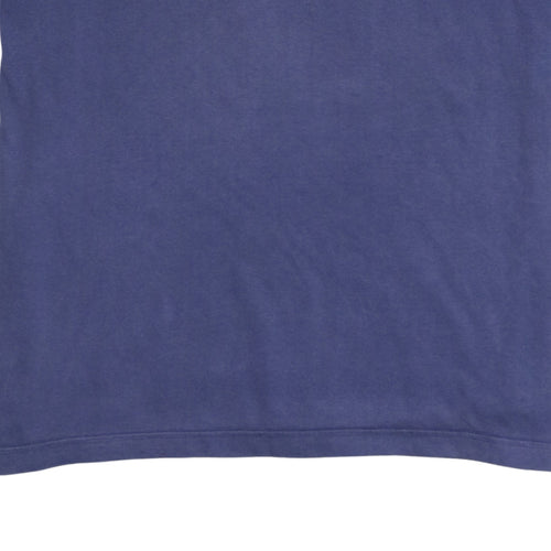 Adidas Men Blue Crew Neck Short Sleeve Cotton T-Shirt Size L