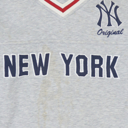 Sportax Men’s Grey Pullover Hoodie M NY Graphic Fleece Vintage Sportswear