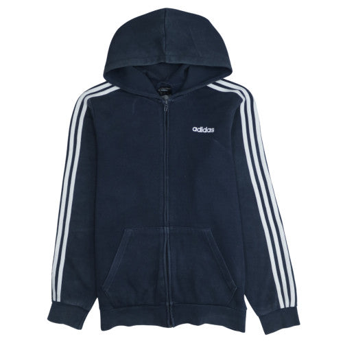 Adidas Women's Navy Full Zip Hoodie Size M - Classic 3 Stripe Design