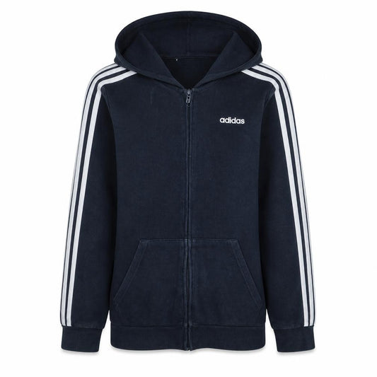 Front view of Adidas Women's Navy Full Zip Hoodie, size M, - Classic 3 Stripe Design