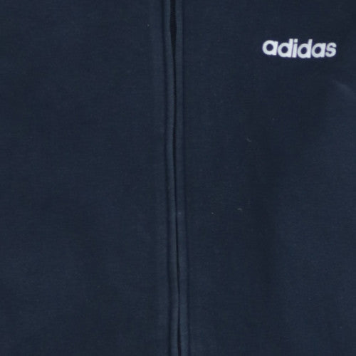 Adidas Women's Navy Full Zip Hoodie Size M - Classic 3 Stripe Design