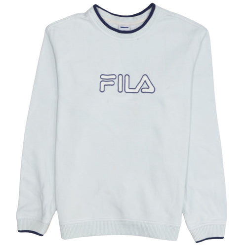 FILA Boys White Logo Pullover Sweatshirt Age 12 Regular Fit Crew Neck