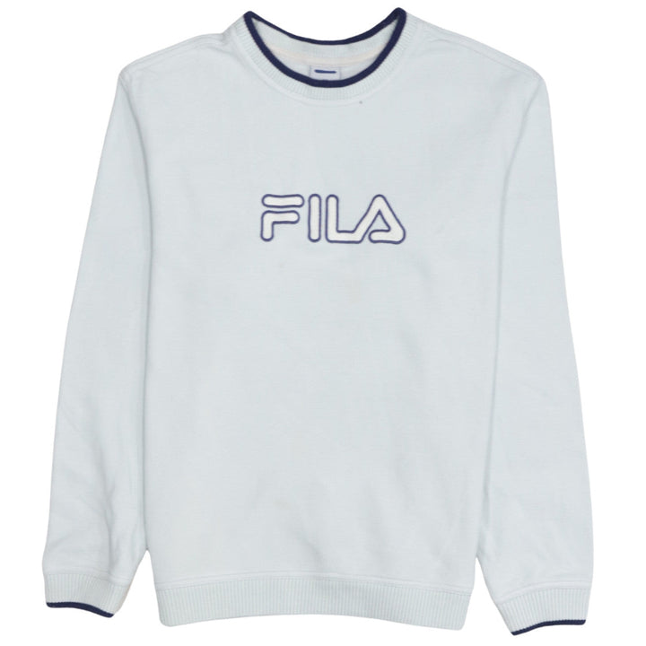 FILA Boys White Logo Pullover Sweatshirt Age 12 Regular Fit Crew Neck