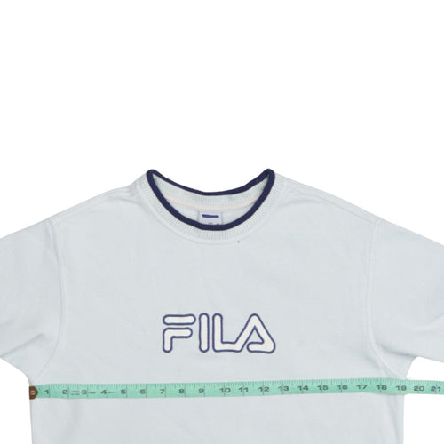 FILA Boys White Logo Pullover Sweatshirt Age 12 Regular Fit Crew Neck