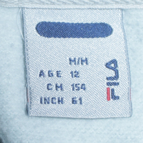 FILA Boys White Logo Pullover Sweatshirt Age 12 Regular Fit Crew Neck