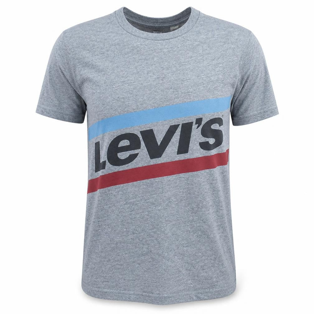 Front view of Levi's Men's Grey XS Graphic Print Crew Neck T-Shirt
