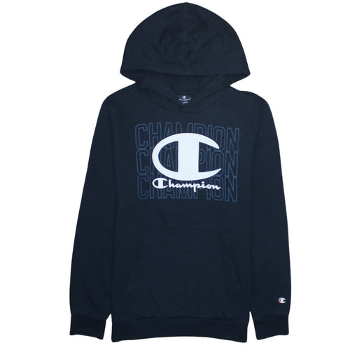 Champion Boys Black Pullover Hoodie 13-14 Years Logo Graphic Sweatshirt
