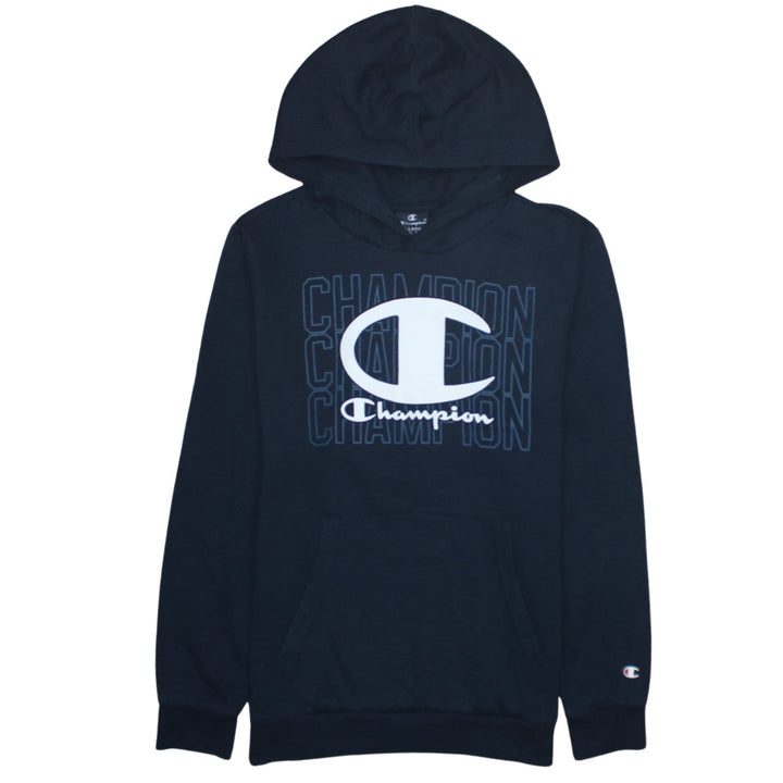 Champion Boys Black Pullover Hoodie 13-14 Years Logo Graphic Sweatshirt