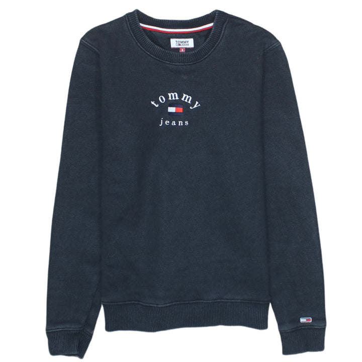 Tommy Jeans Men's Black Small Crew Neck Embroidered Sweatshirt