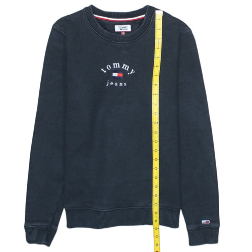 Tommy Jeans Men's Black Small Crew Neck Embroidered Sweatshirt