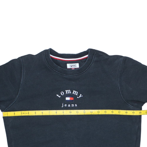 Tommy Jeans Men's Black Small Crew Neck Embroidered Sweatshirt