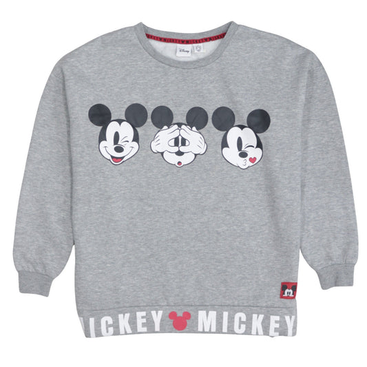 Disney Women Grey Mickey Mouse Graphic Pullover Sweatshirt Size S