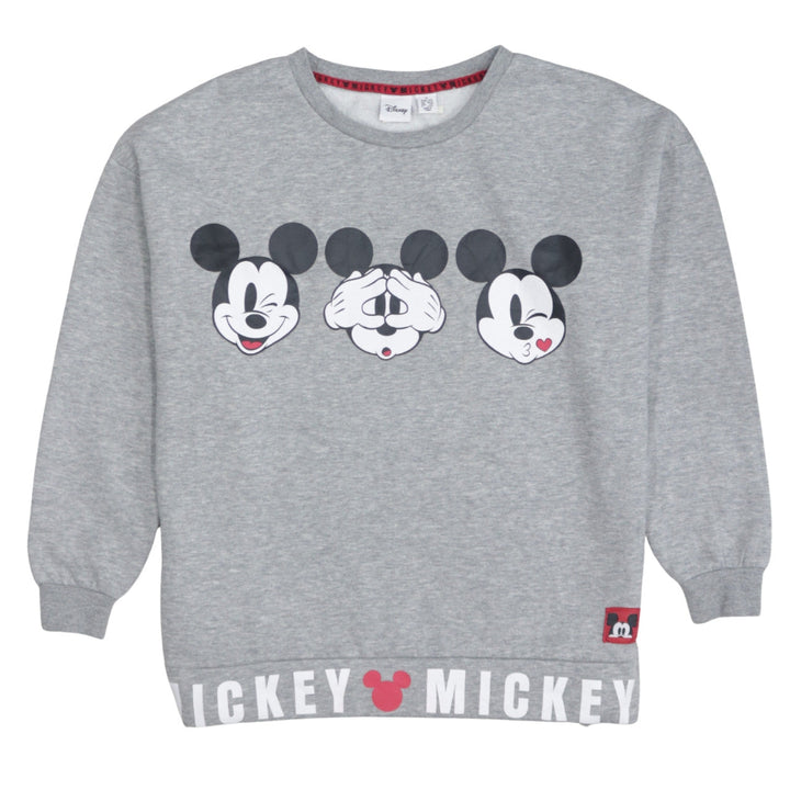 Disney Women Grey Mickey Mouse Graphic Pullover Sweatshirt Size S