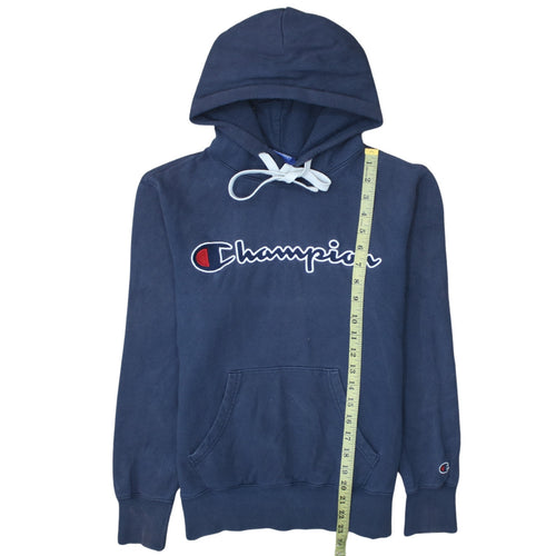 Champion Men's Blue Pullover Hoodie Small Embroidered Logo Cotton