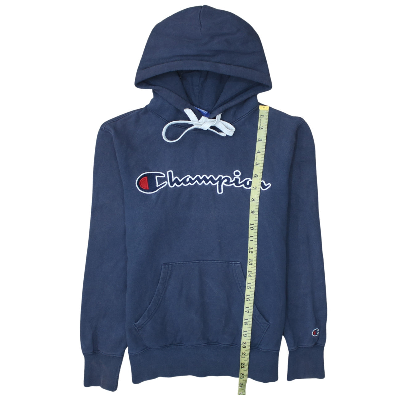Champion Men's Blue Pullover Hoodie Small Embroidered Logo Cotton