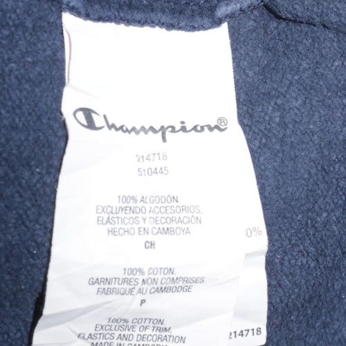 Champion Men's Blue Pullover Hoodie Small Embroidered Logo Cotton