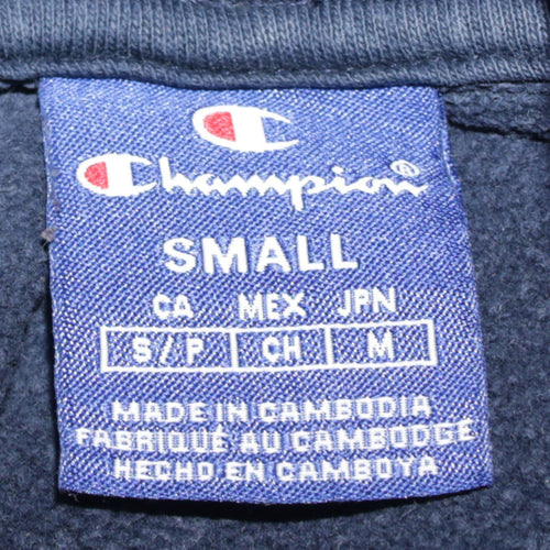 Champion Men's Blue Pullover Hoodie Small Embroidered Logo Cotton